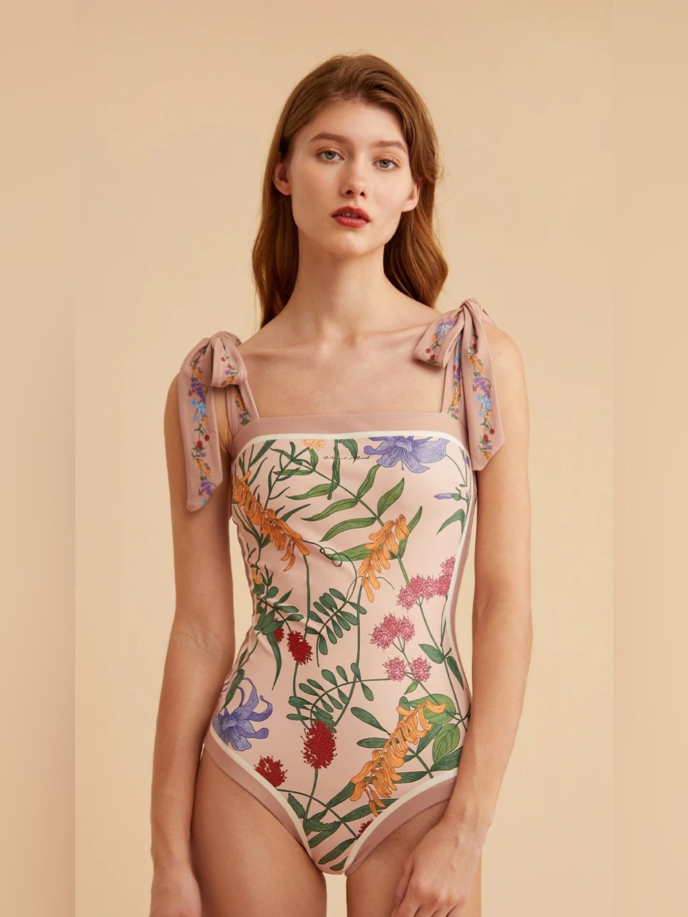 Visual mood Floral Reversible One-Piece Swimsuit in Blush Pink, never worn